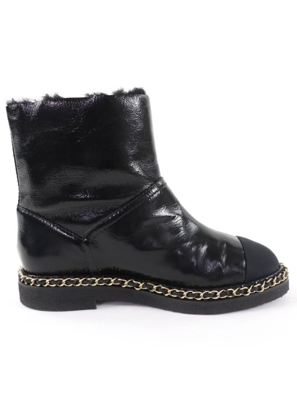 Chanel Coco Mark Boa Leather Short Boots Black 36 Boxes - Picture 6 of 13